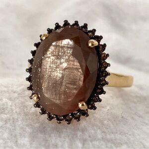 Natural Chocolate Sapphire Cocktail Ring in Gold Vermeil Brand New!